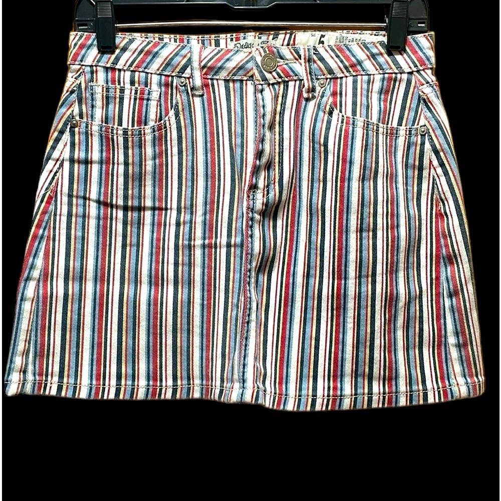 NWOT Indigo Rein Stripped Colorful Juniors Mini Denim Skirt Size 5